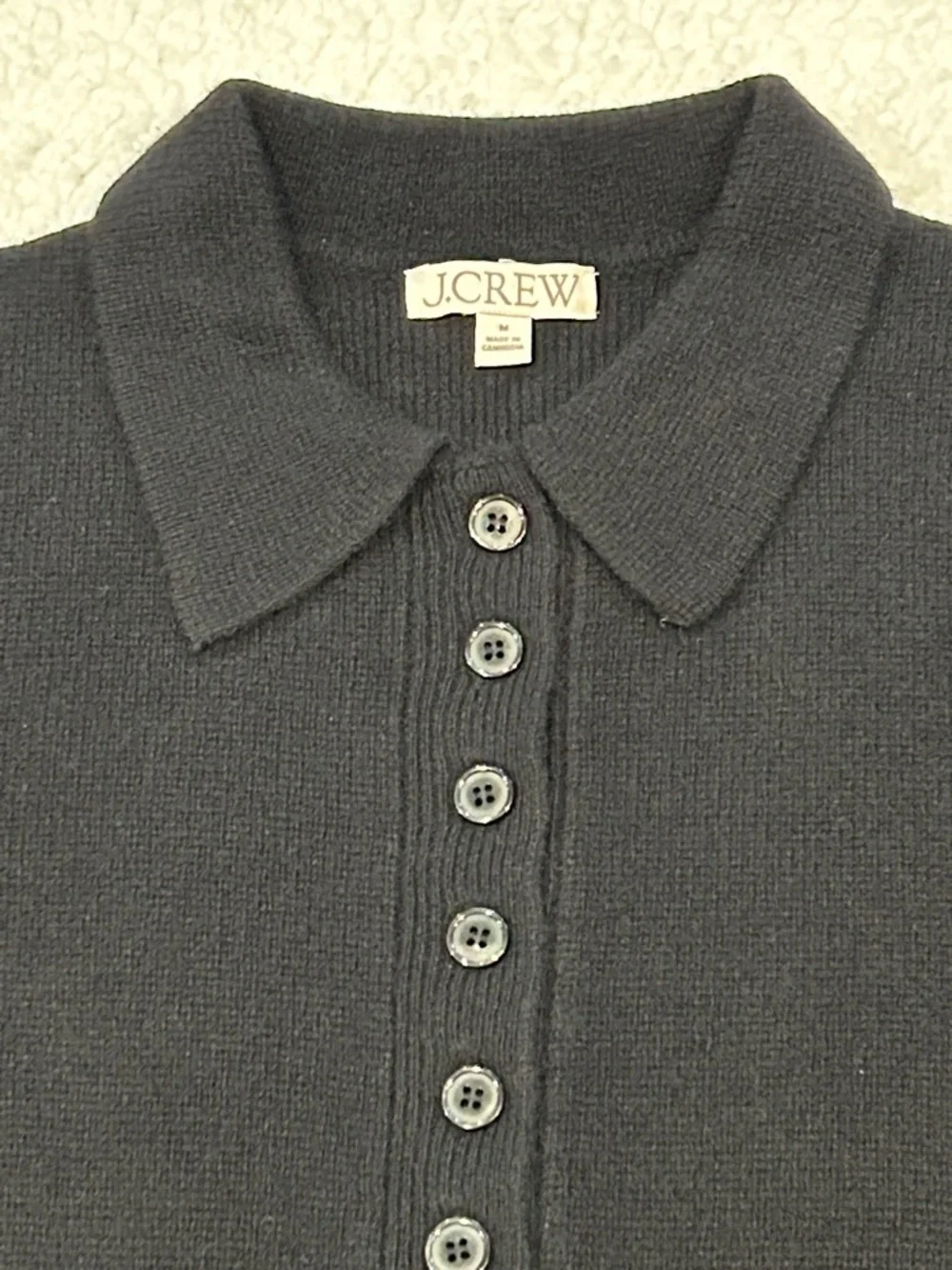 J. Crew Milano Stitch Cinched Waist Cardigan size Medium Black Wool Preppy